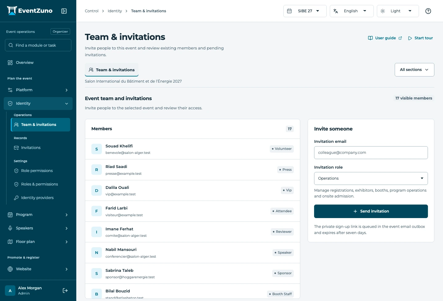 Inside EventZuno: Team & access