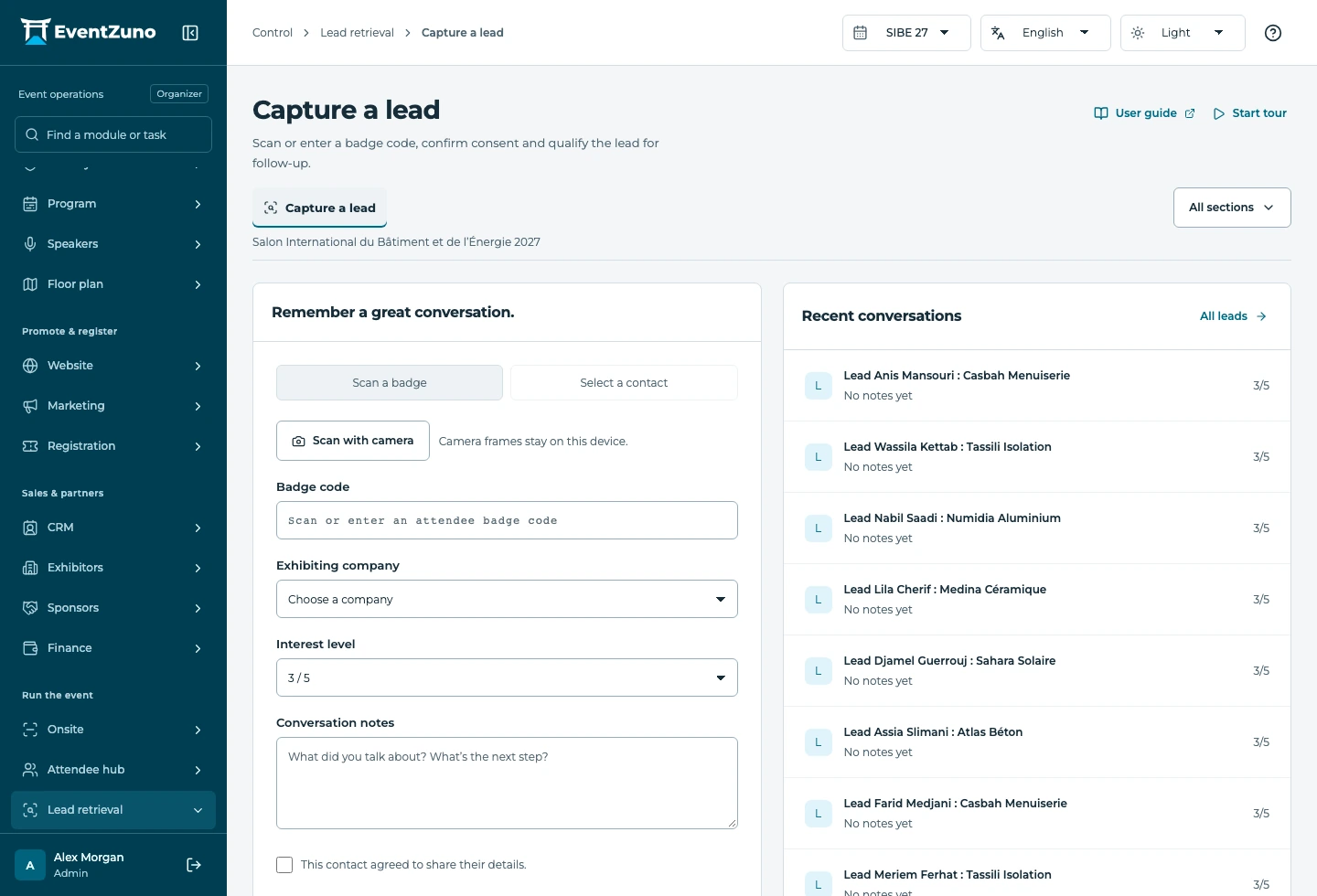 Inside EventZuno: Lead capture