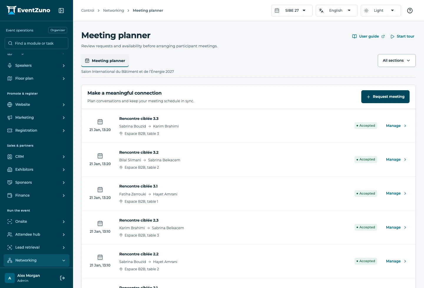 Inside EventZuno: Meetings & networking