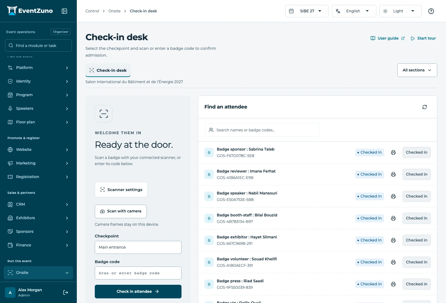 Inside EventZuno: Badges & check-in