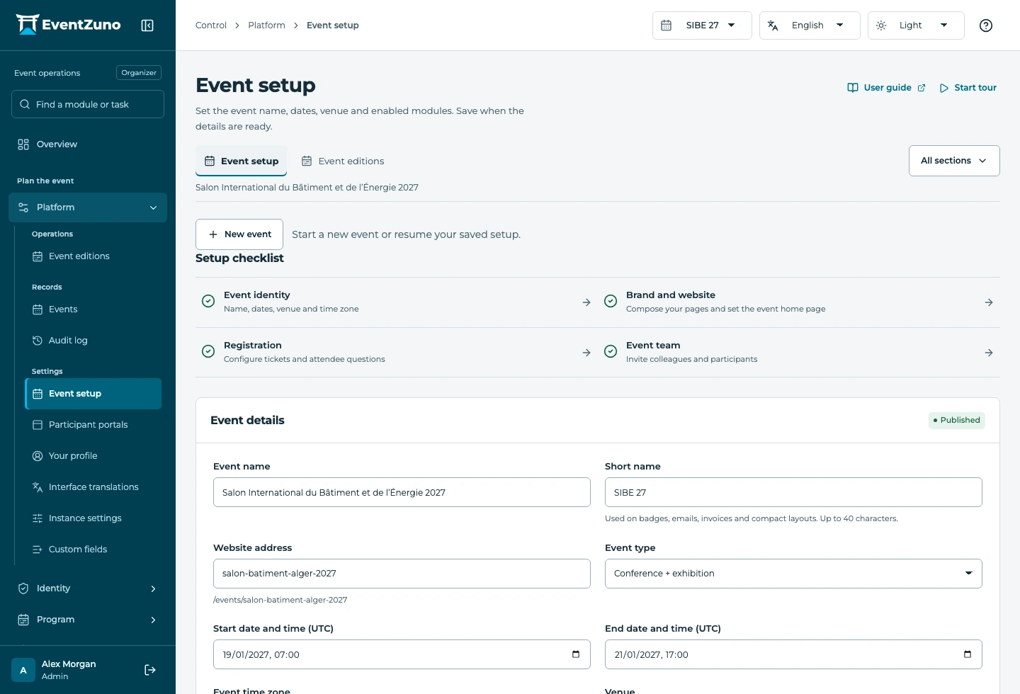 Inside EventZuno: Event setup