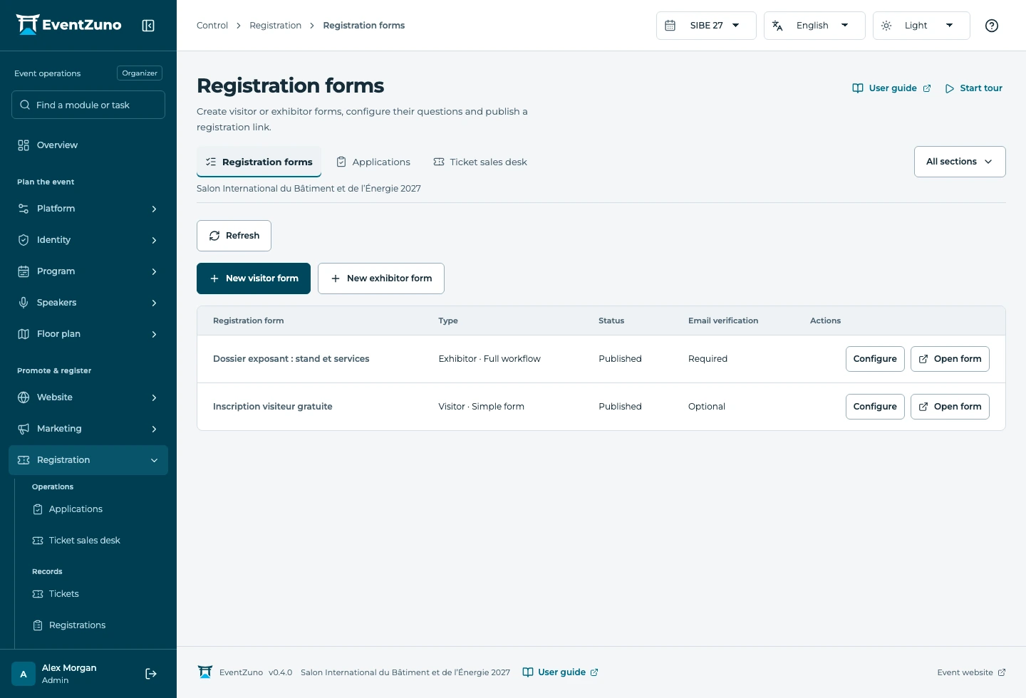 Inside EventZuno: Registration